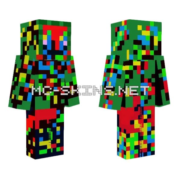 Pibby Glitched Watermelon Girl Minecraft skin, front and back
