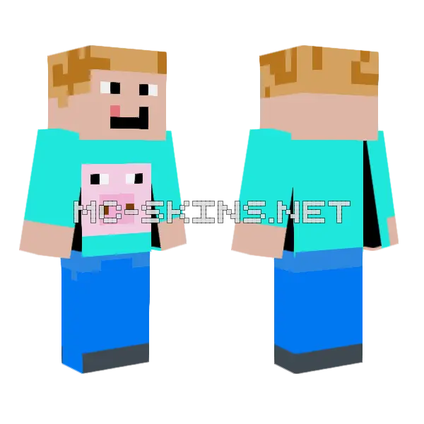 Pig Shirt Blondy Minecraft skin, front and back