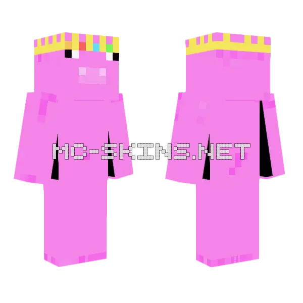 Pig With Crown Minecraft skin, front and back