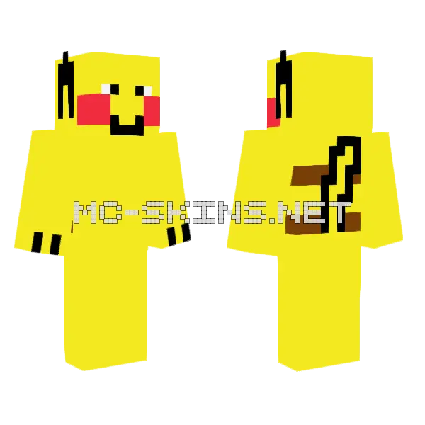 Pikachu Minecraft skin, front and back