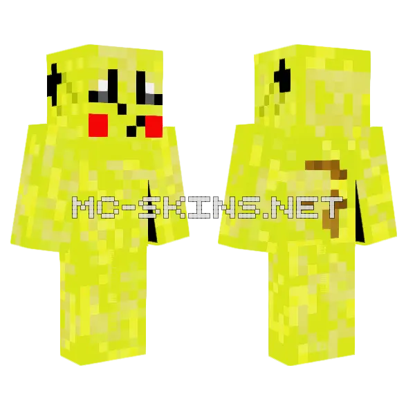 Pikachu Minecraft skin, front and back