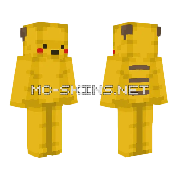 Pikachu Minecraft skin, front and back