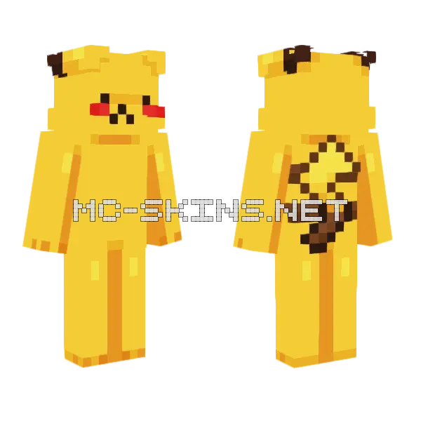 Pikachu 3 Minecraft skin, front and back