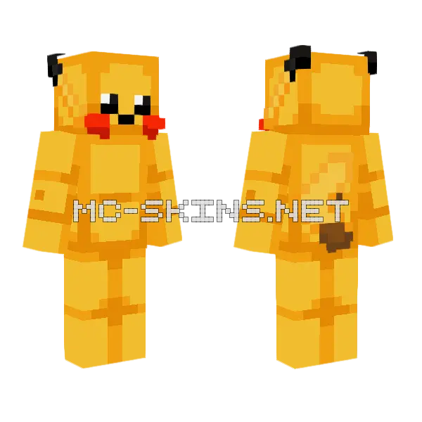 Pikachu Minecraft skin, front and back