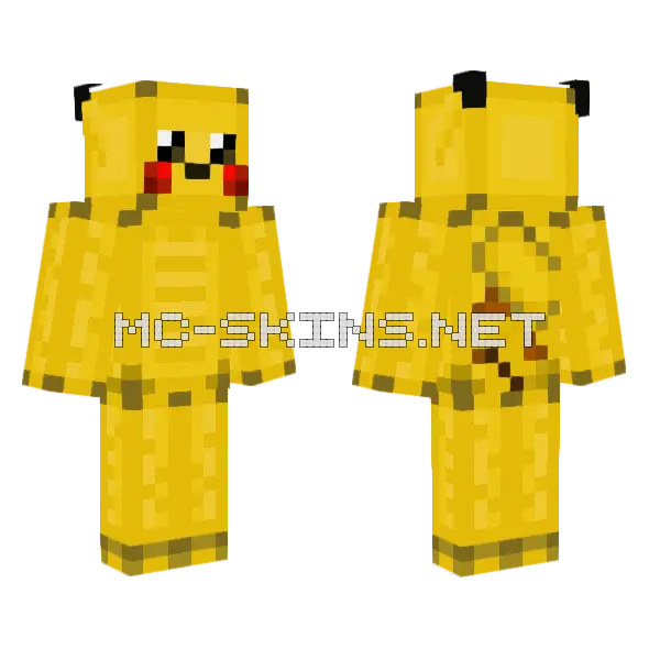 Pikachu Minecraft skin, front and back