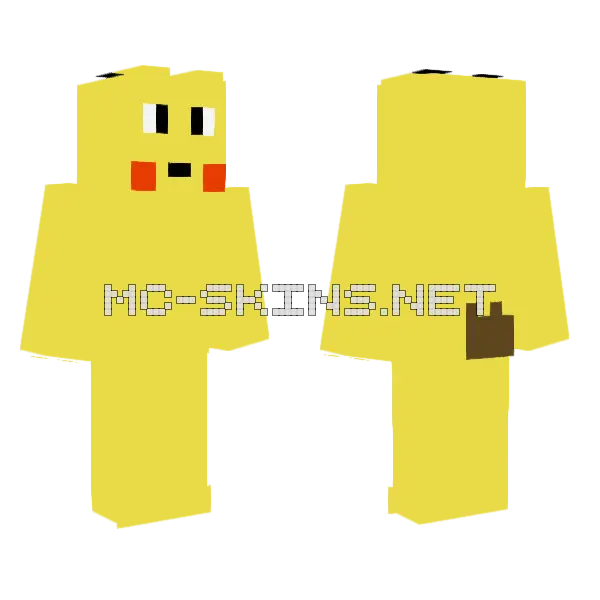Pikachu Minecraft skin, front and back