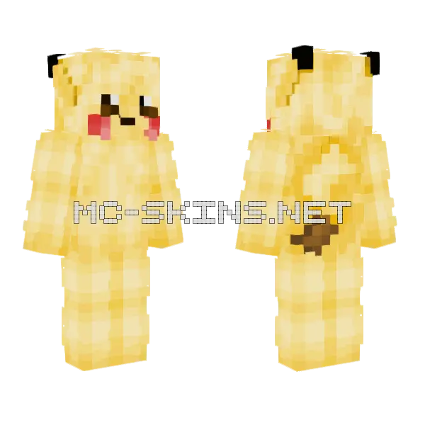 Pikachu Minecraft skin, front and back