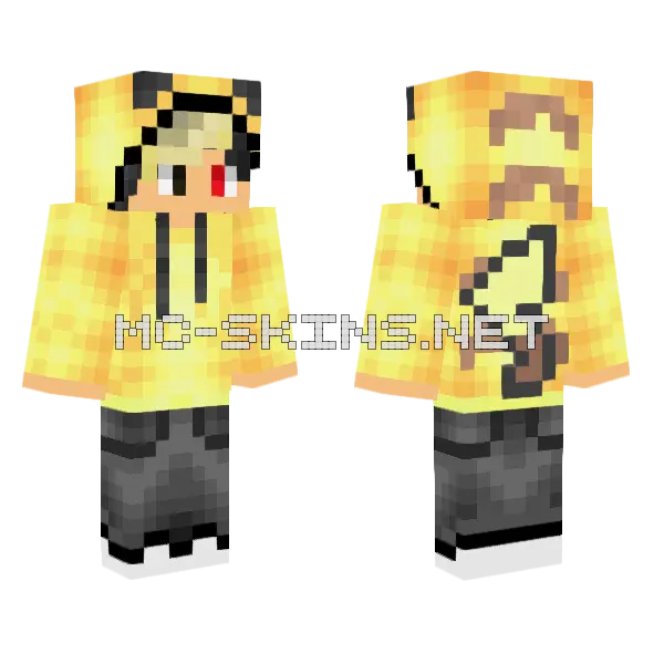 Pikachu Gamer With Highlights Minecraft skin, front and back