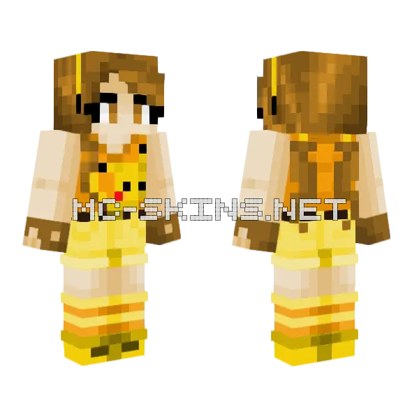 Pikachu Girl Minecraft skin, front and back