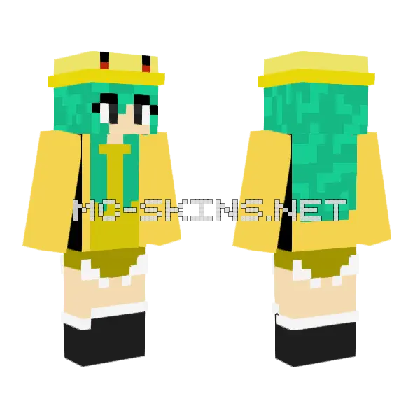 Pikachu Girl Minecraft skin, front and back