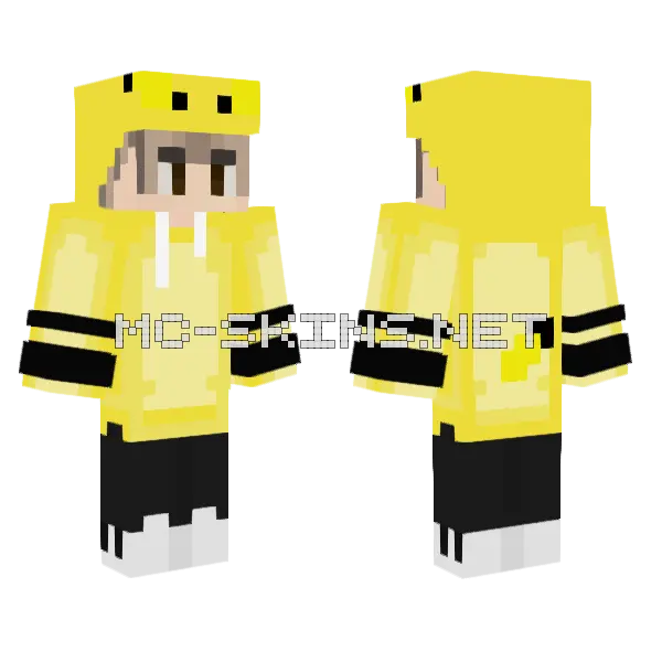 Pikachu Hoodie Minecraft skin, front and back