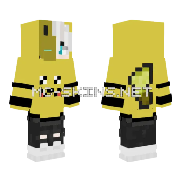 Pikachu Jacket Contest Minecraft skin, front and back