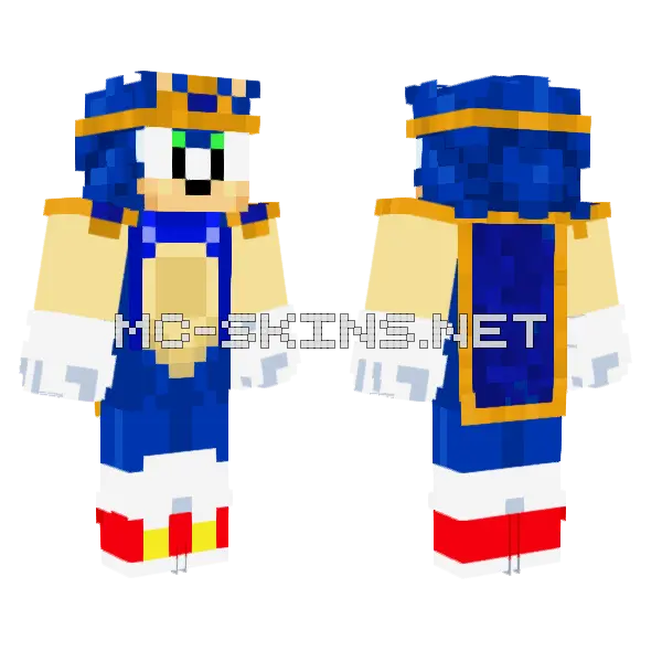 Pince Sonic Minecraft skin, front and back