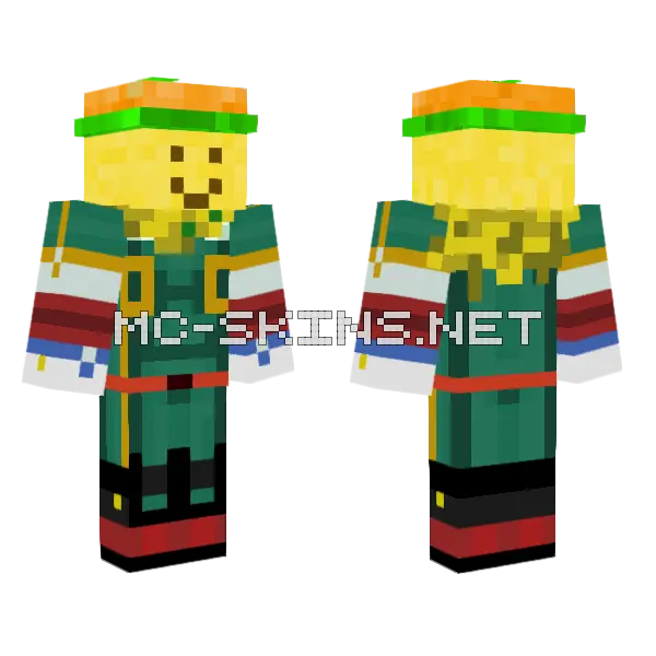 Pineapple Deku Minecraft skin, front and back