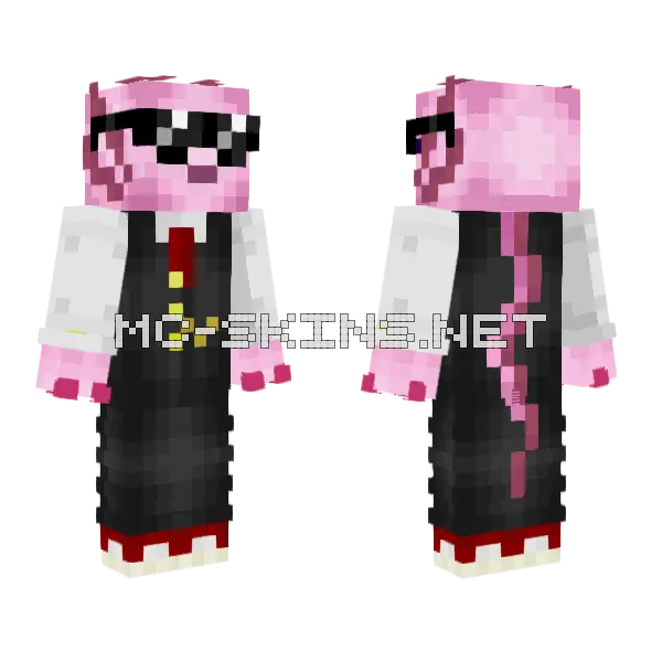 Pink and Black Jester Minecraft skin, front and back
