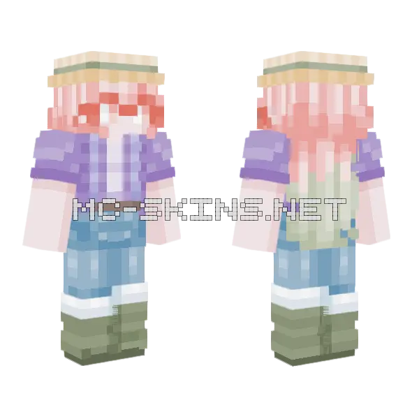 Pink And Blue Outfit Minecraft skin, front and back