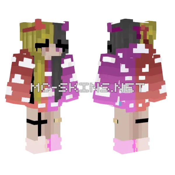 Pink And Purple Girl Minecraft skin, front and back