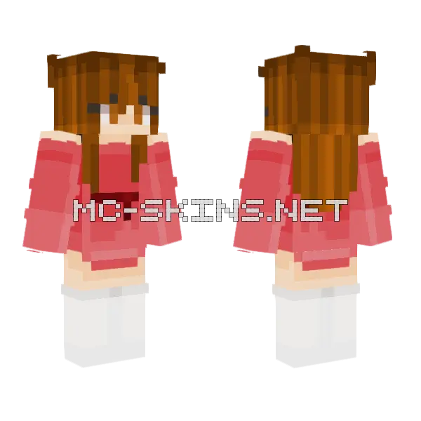 Pink And White Dress Minecraft skin, front and back