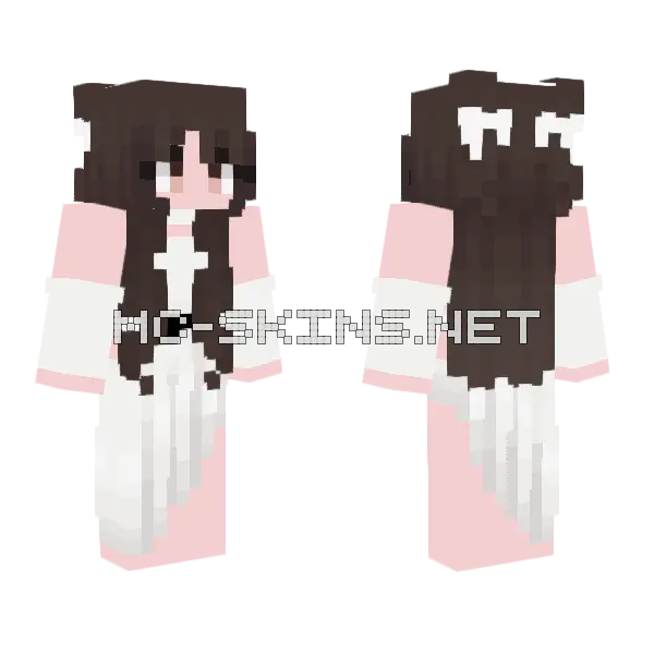 Pink and White Schoolgirl Minecraft skin, front and back