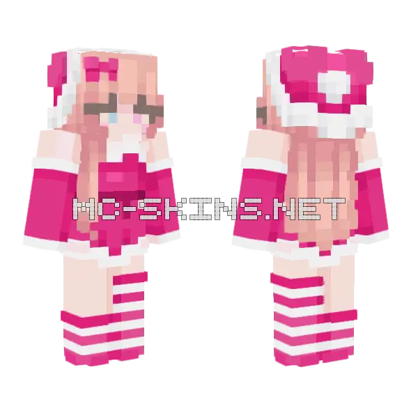 Pink Anime Girl Minecraft skin, front and back