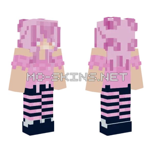 Pink Anime Girl Minecraft skin, front and back