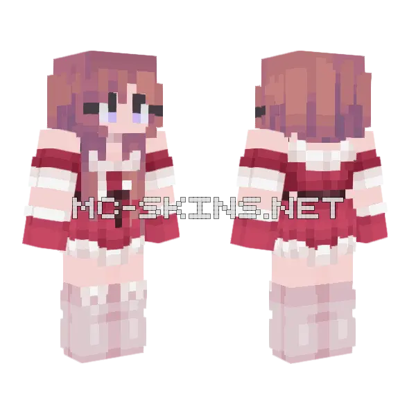 Pink Anime Girl Minecraft skin, front and back