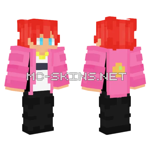 Pink Anime Girl Minecraft skin, front and back