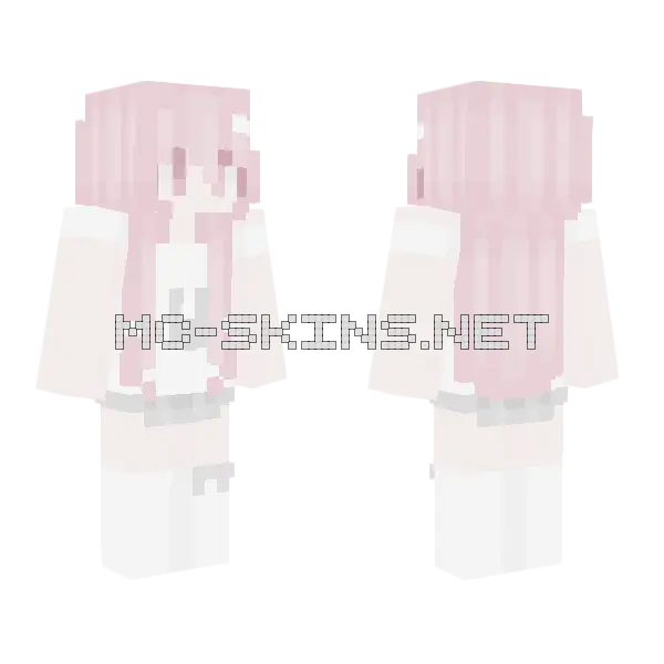 Pink Anime Girl Minecraft skin, front and back
