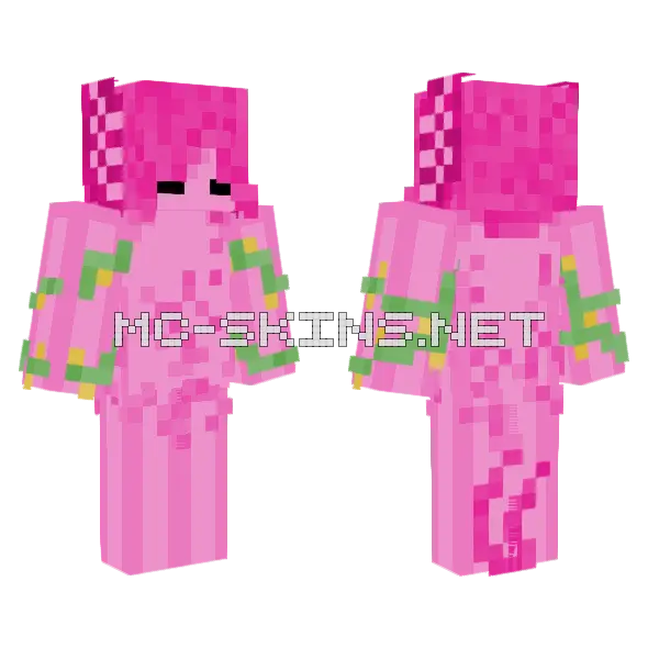 Pink Axol Minecraft skin, front and back
