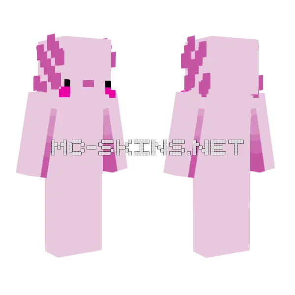 Pink Axolotl Minecraft skin, front and back