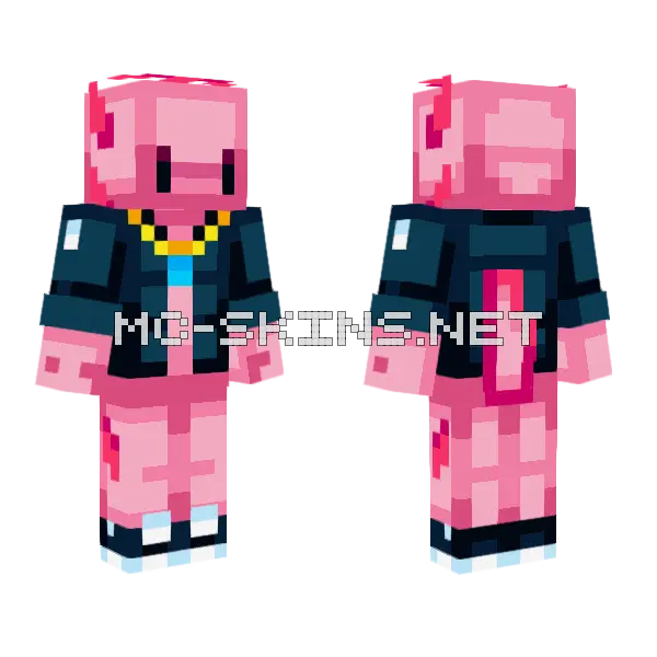 Pink Axolotl Minecraft skin, front and back