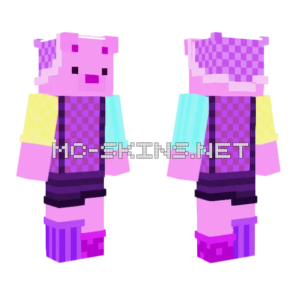 Pink Bear Skin Minecraft skin, front and back