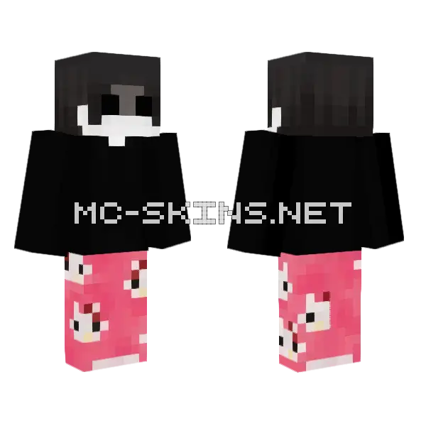 Pink Black Crown Boy Minecraft skin, front and back