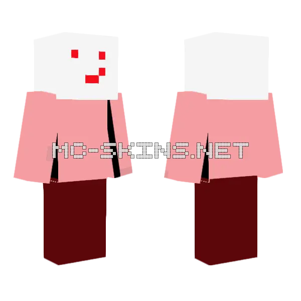 Pink Blocky Character, front and back
