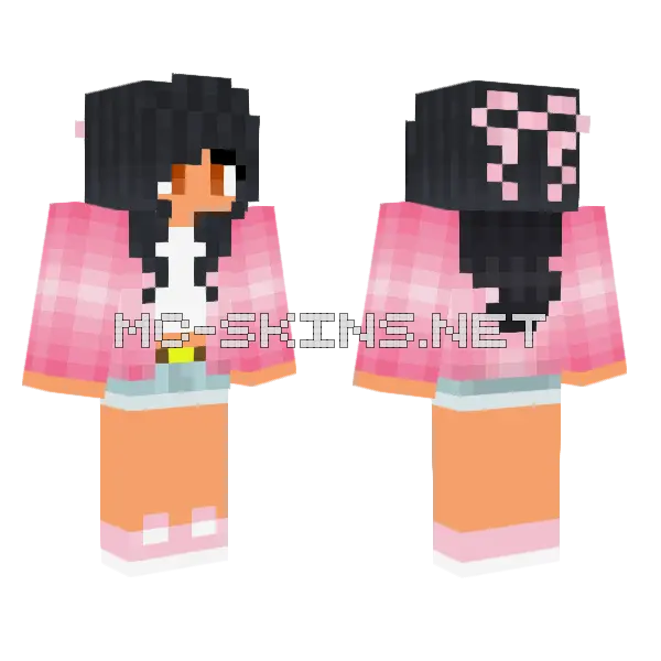 Pink Bow Girl Minecraft skin, front and back