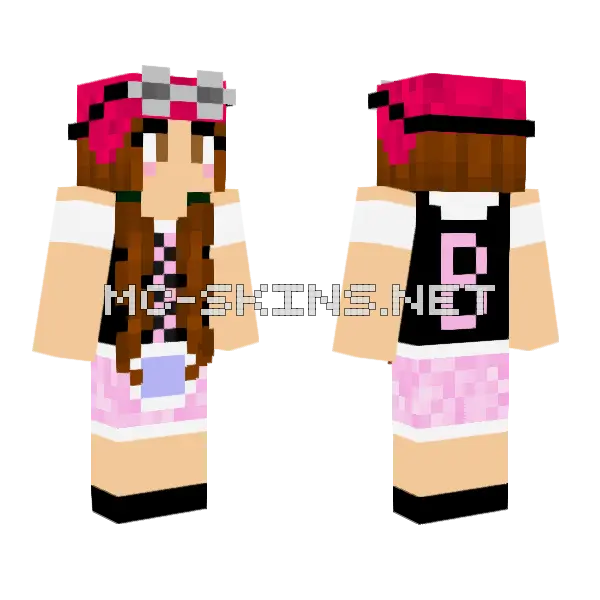 Pink Bow Girl Minecraft skin, front and back