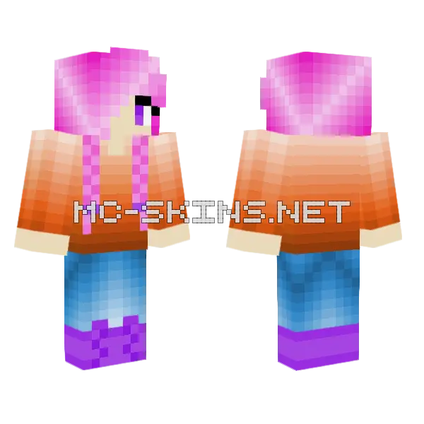 Pink Braids Edit Minecraft skin, front and back
