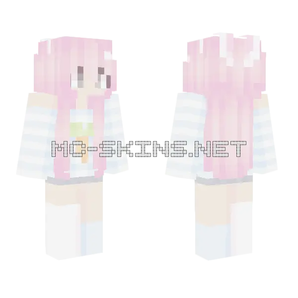 Pink Bunny Girl Minecraft skin, front and back