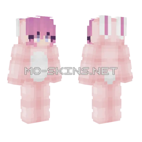 Pink Bunny Onesie Minecraft skin, front and back