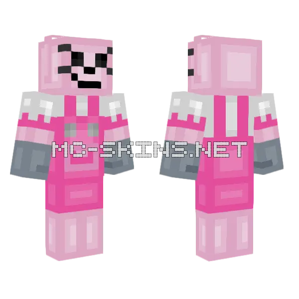 Pink Bunny Outfit Minecraft skin, front and back