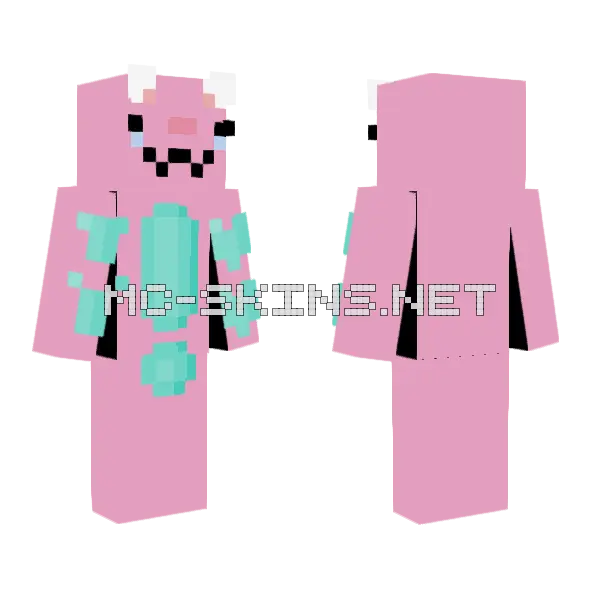 Pink Bunny Outfit Minecraft skin, front and back