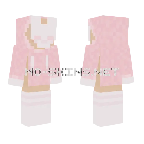 Pink Bunny Outfit Minecraft skin, front and back