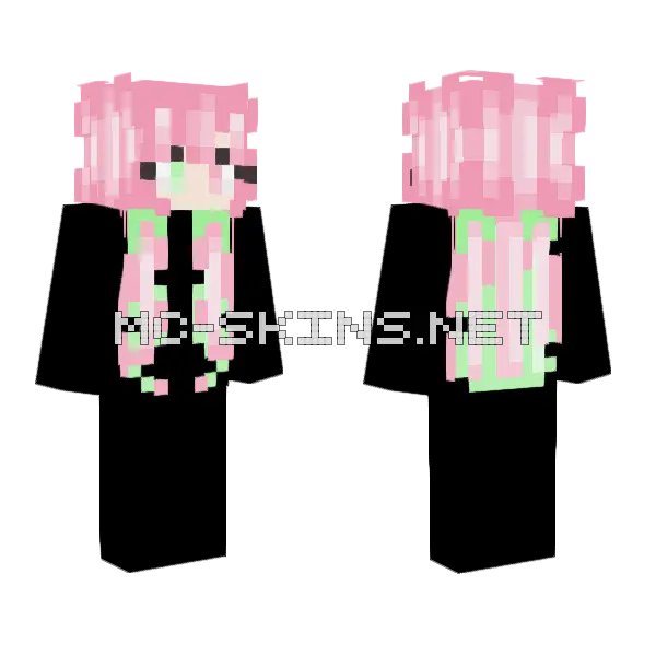 Pink Bunny Pajamas Girl Minecraft skin, front and back