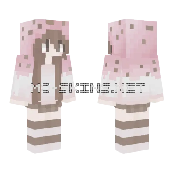 Pink Cake Girl Minecraft skin, front and back