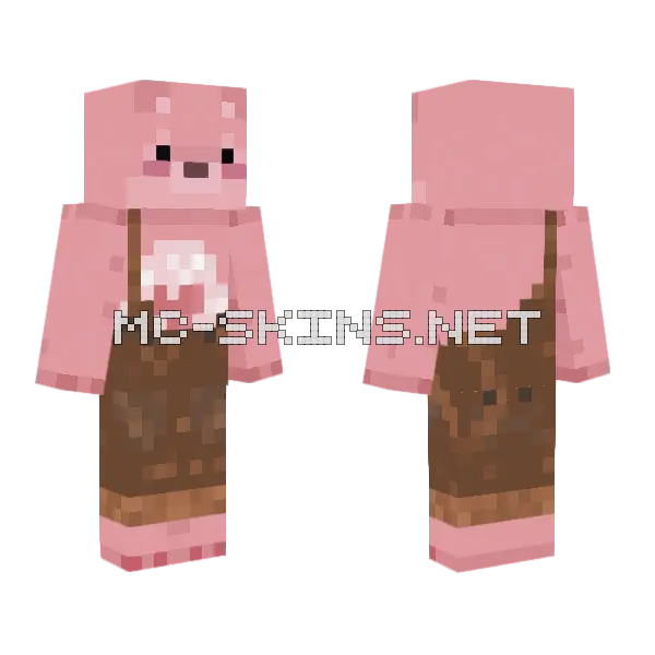 Pink Care Bear Trousers Minecraft skin, front and back