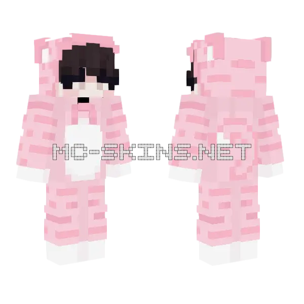 Pink Cat Girl Minecraft skin, front and back