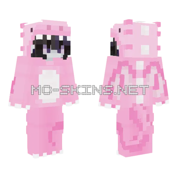Pink Cat Girl Minecraft skin, front and back