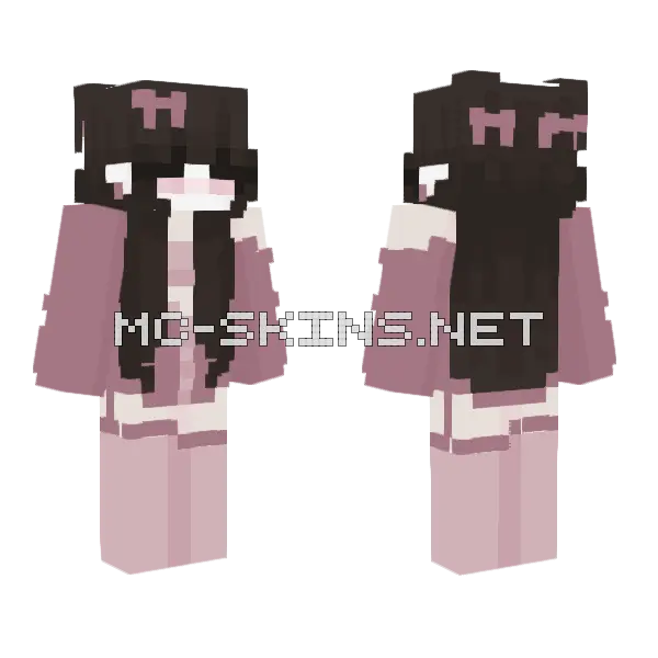 Pink Cat Girl Minecraft skin, front and back