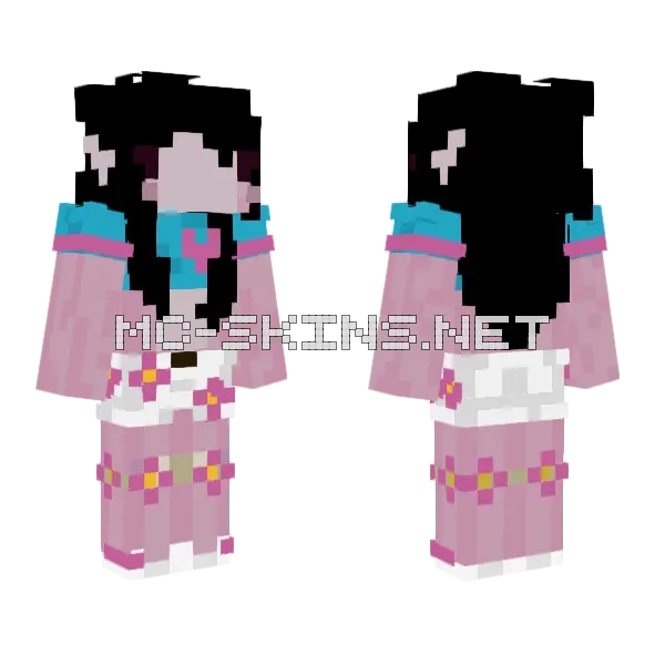 Pink Cat Girl Minecraft skin, front and back