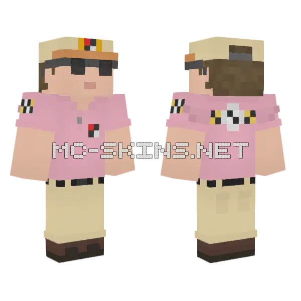 Pink Cat Girl Minecraft skin, front and back
